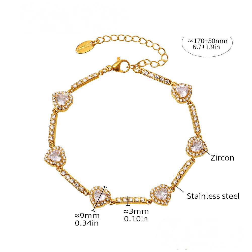 Stainless Steel Heart Cubic Zirconia Bracelet