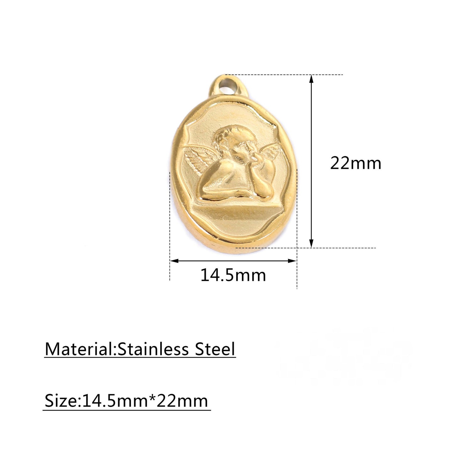 Pendentif ange ovale en acier inoxydable