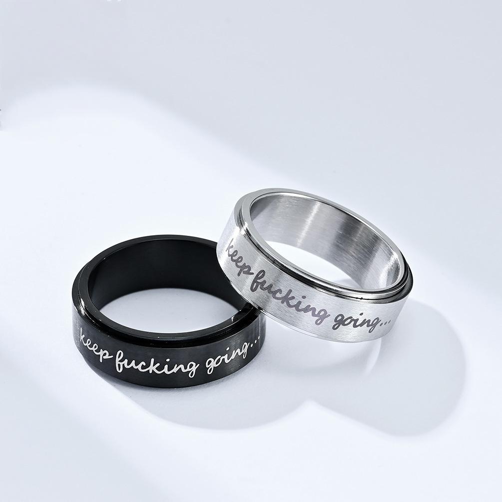 Keep Fucking Going Stainless Steel Spinner Ring