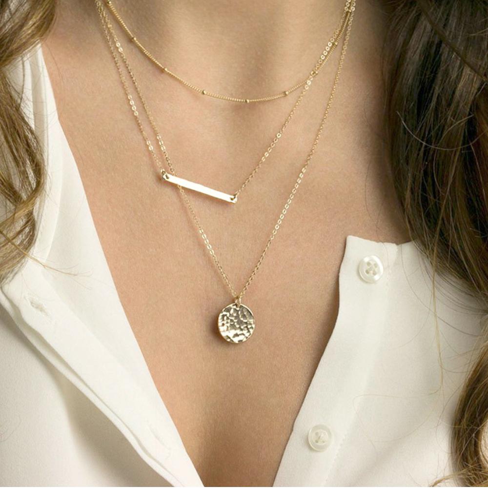 Stainless Steel Layered Blank Necklace