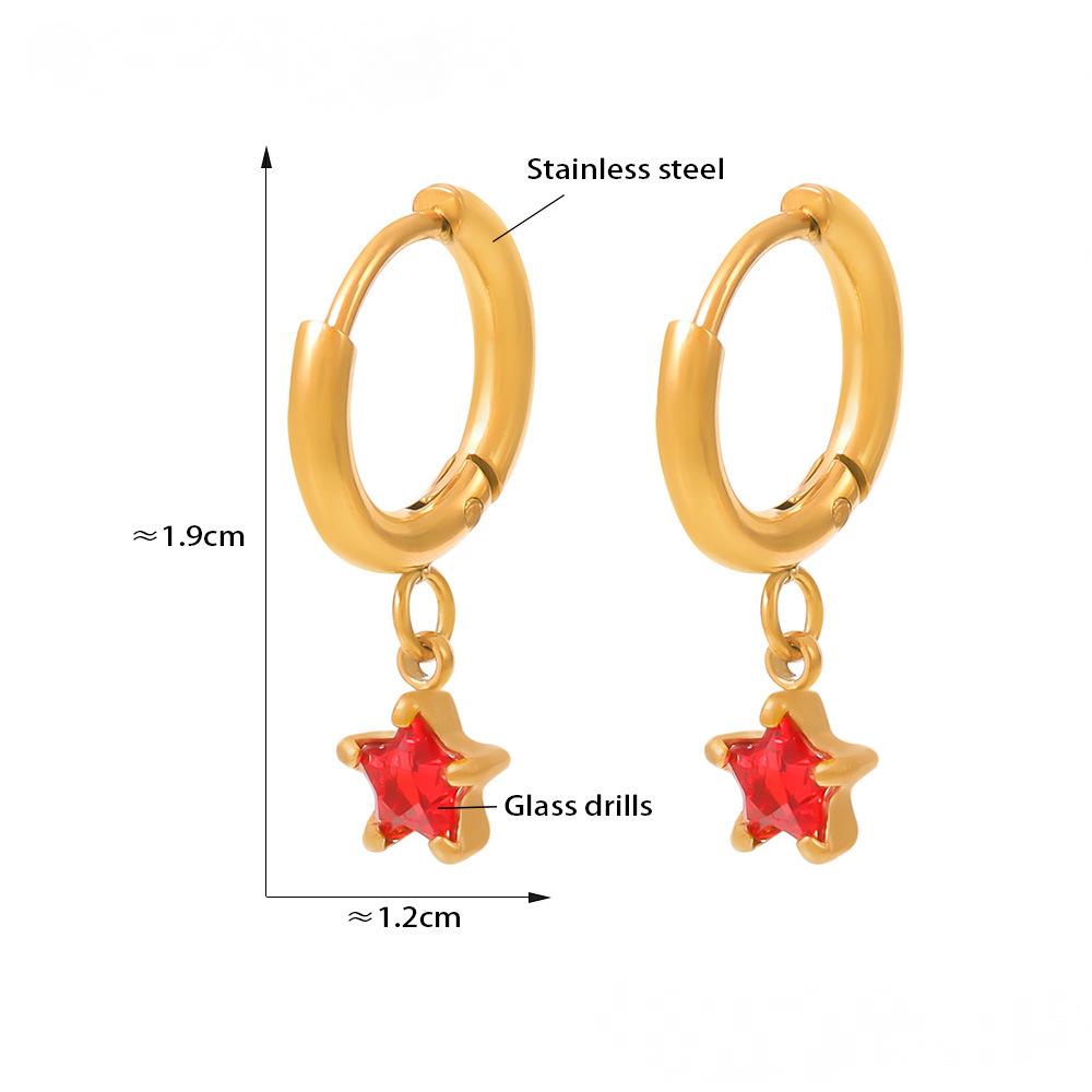 Boucles d'oreilles pendantes en acier inoxydable avec pendentif étoile et zircone cubique