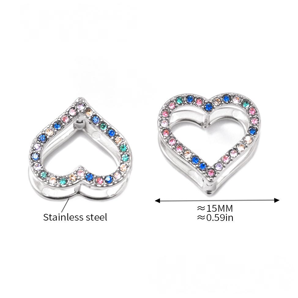 Stainless Steel Heart Double Sided Cubic Zirconia Earrings