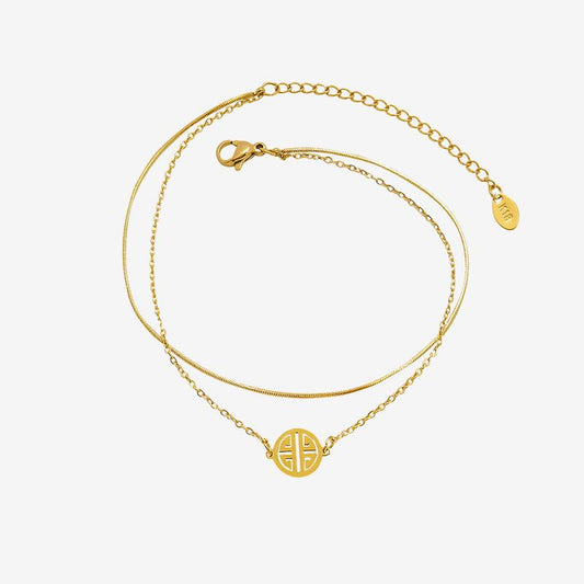 Chinese Style 18K Gold PVD Stainless Steel Anklet