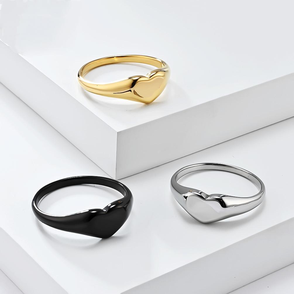 Heart Shape Polished Stainless Steel Women's Ring