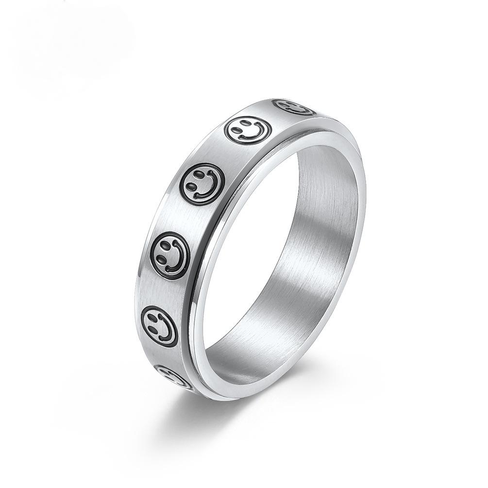 Smiley Spinner Stainless Steel Ring
