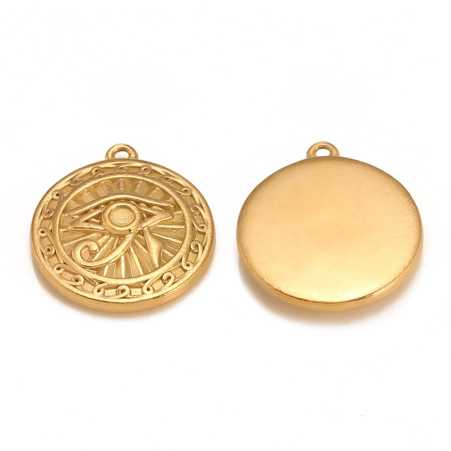 18K Gold PVD Devil's Eye Round Stainless Steel Pendant