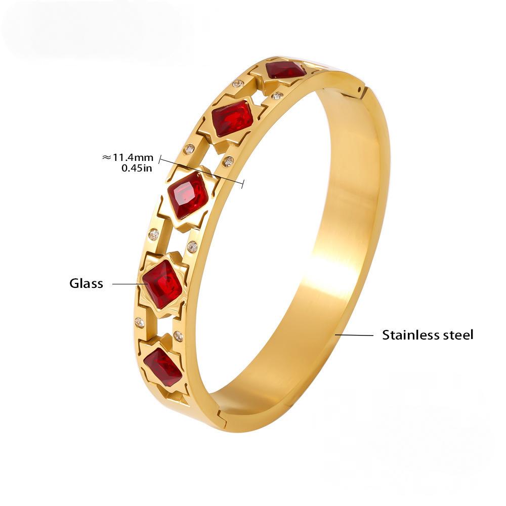 Stainless Steel Square Cubic Zirconia Bangle Bracelet