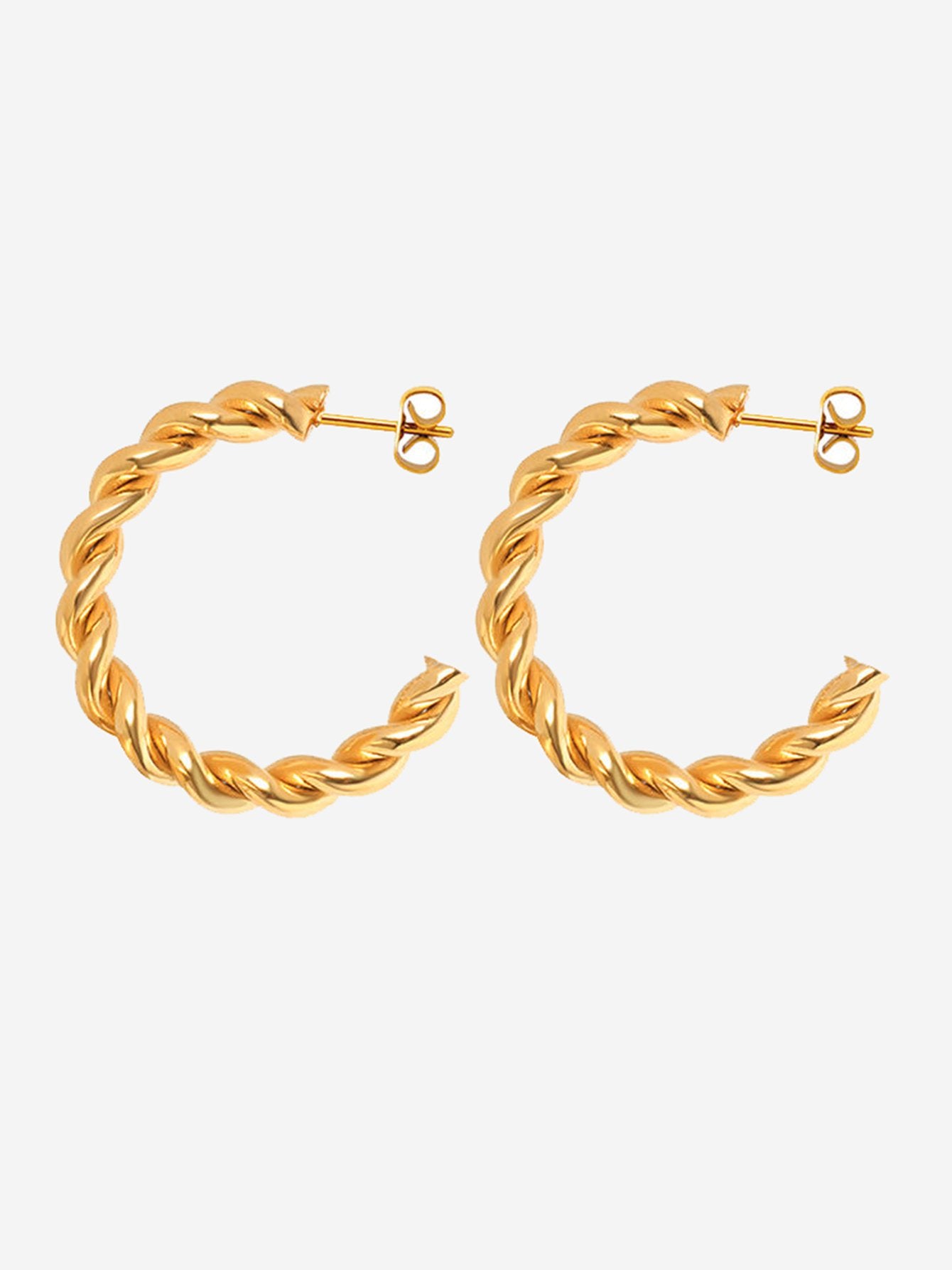 18K Gold PVD Woven Rope C Hoop Earrings