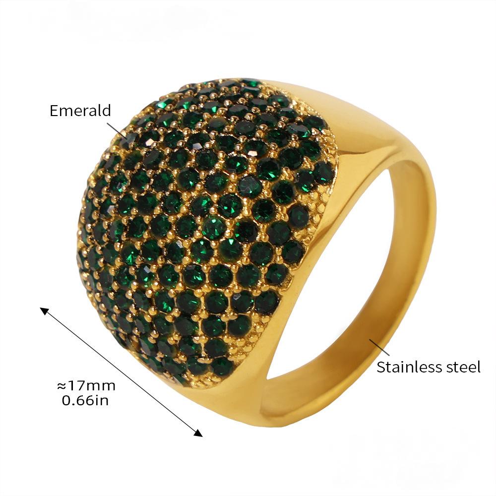 Bague en acier inoxydable avec zircone cubique et gypsophile