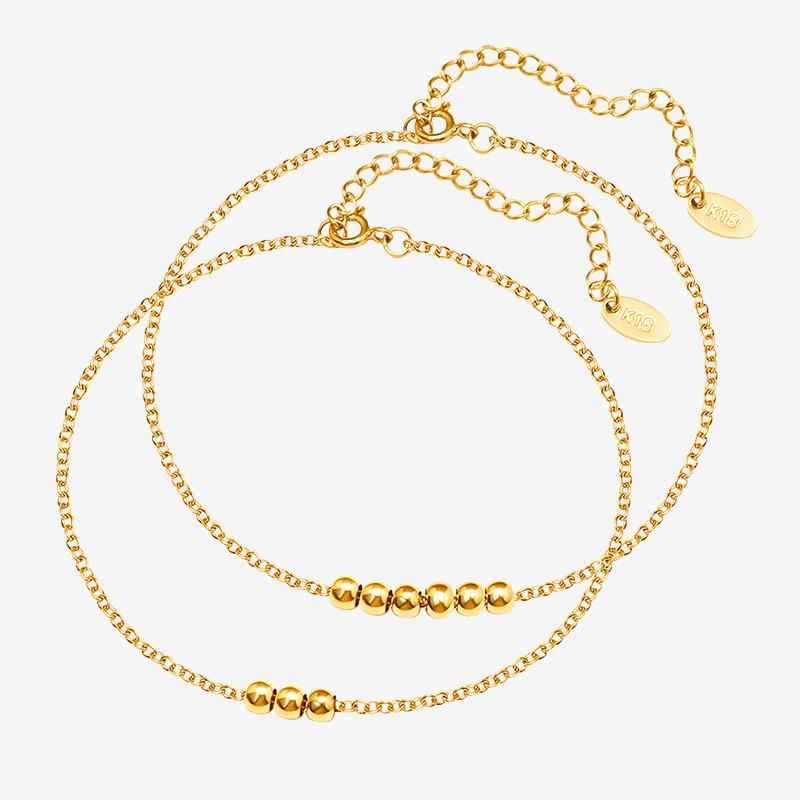 18K Gold PVD Bead Stainless Steel Anklet