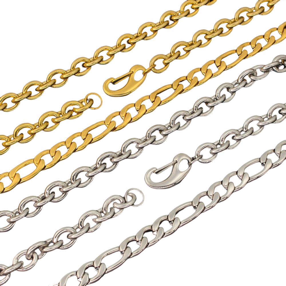 Stainless Steel Round Cable Figaro Chain Set