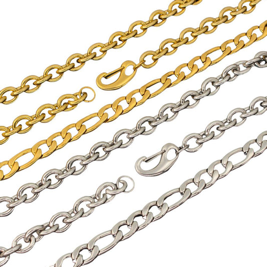 Stainless Steel Round Cable Figaro Chain Set