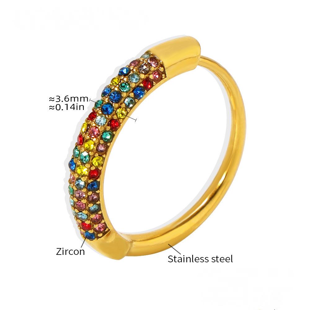 Stainless Steel Rainbow Cubic Zirconia Ring