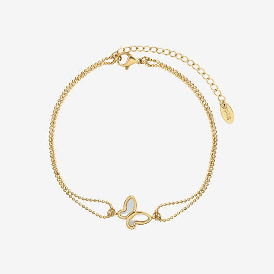18K Gold PVD Butterfly Stainless Steel Double Layer Anklet