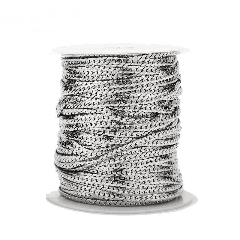 4mm Stainless Steel Crimped Curb Chain - By the Meter