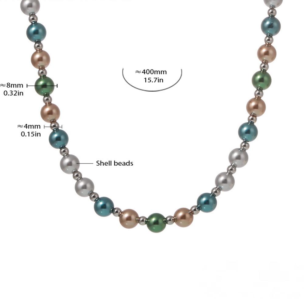 8mm Imitation Pearl Stainless Steel Beaded Necklace