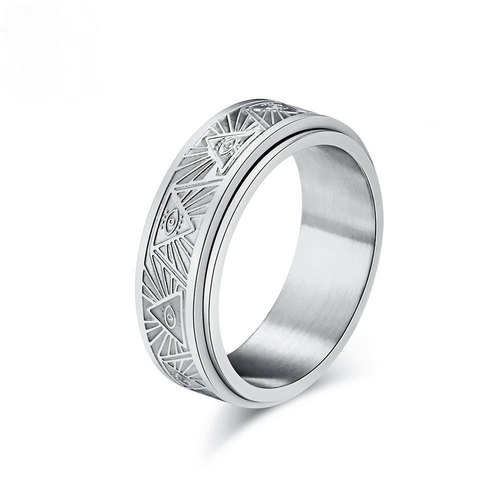 Ancient Egyptian Eye of Horus Stainless Steel Spinner Ring