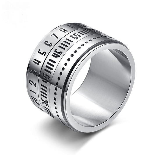 Men's Stainless Steel Arabic Numeral Spinner Ring