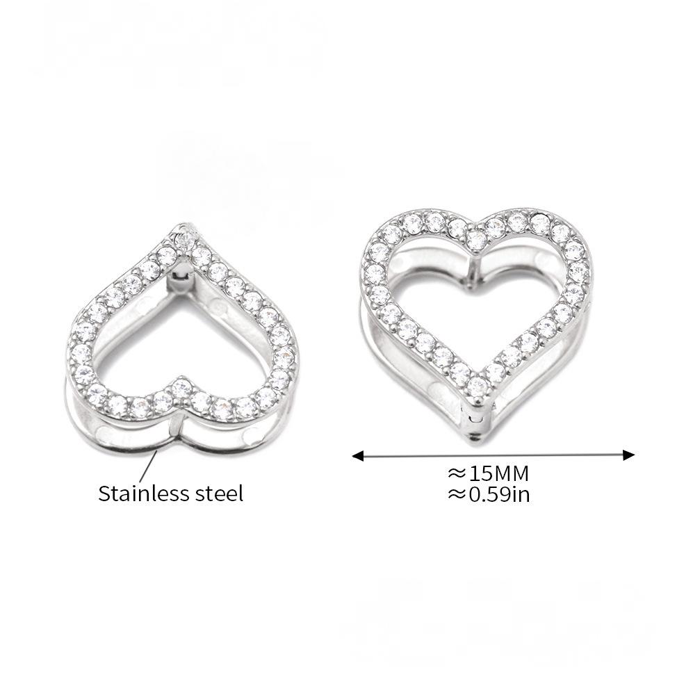 Stainless Steel Heart Double Sided Cubic Zirconia Earrings