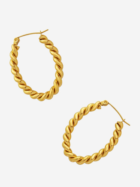 Geometric Twisted Rope Design Earrings