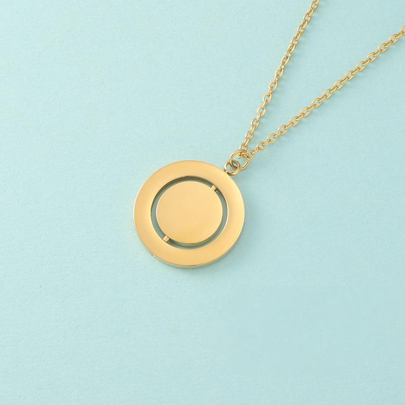 Rotatable Round Pendant Blank Necklace