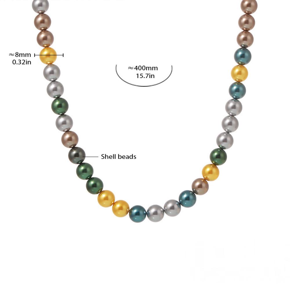8mm Imitation Pearl Stainless Steel Beaded Necklace