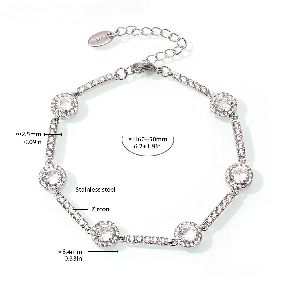 Stainless Steel Round Cubic Zirconia Bracelet