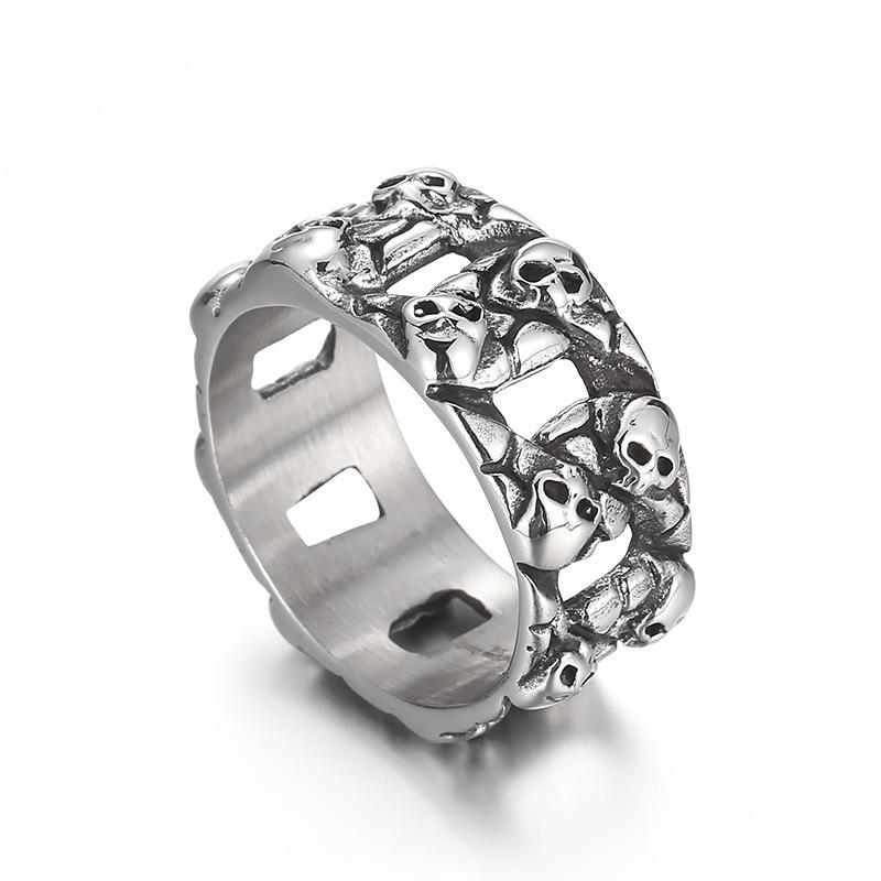 Stainless Steel Distressed Skull Ring