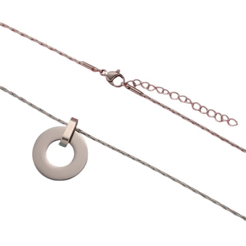 Stainless Steel Hollow Round Blank Necklace