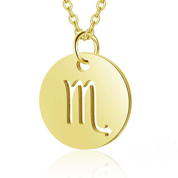 Hollow Round Pendant Zodiac Necklace