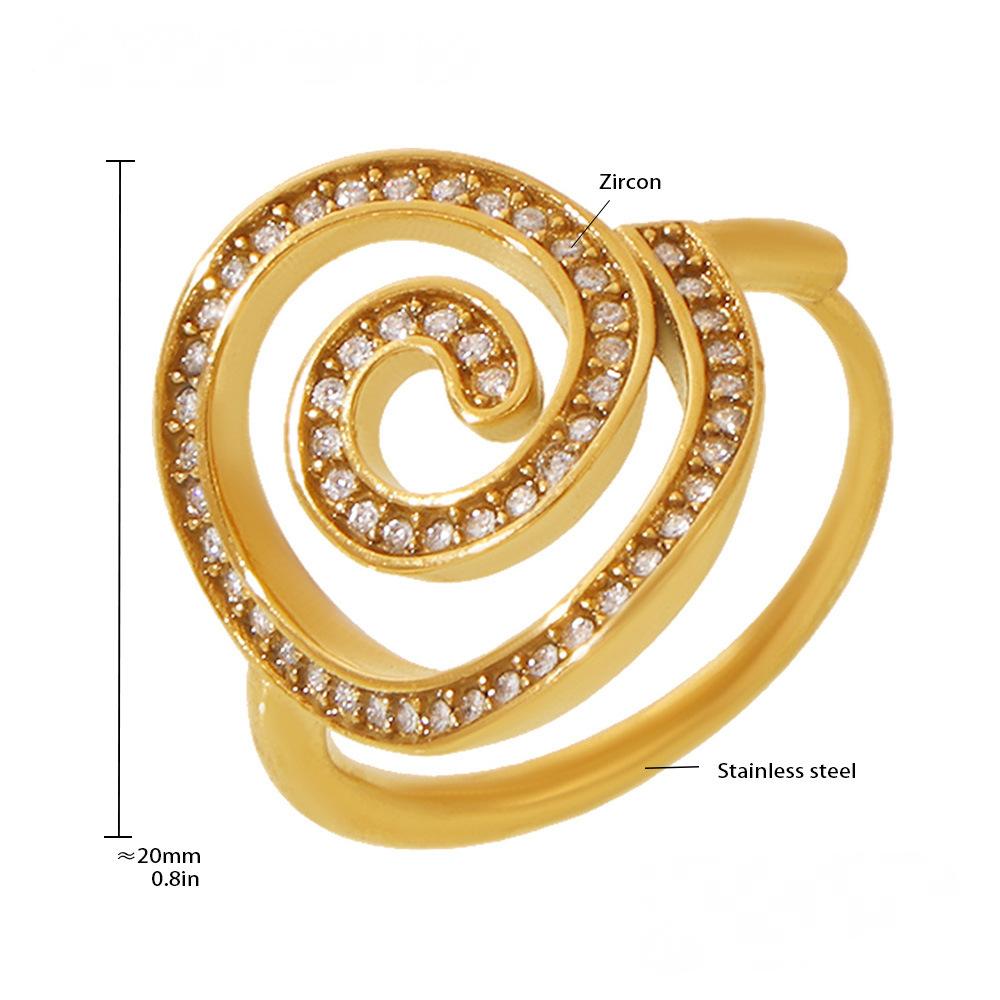 Bague manchette spirale en acier inoxydable et oxyde de zirconium