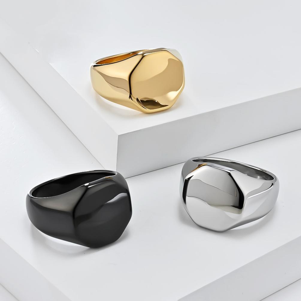 Six-Sided Polished Stainless Steel Signet Ring