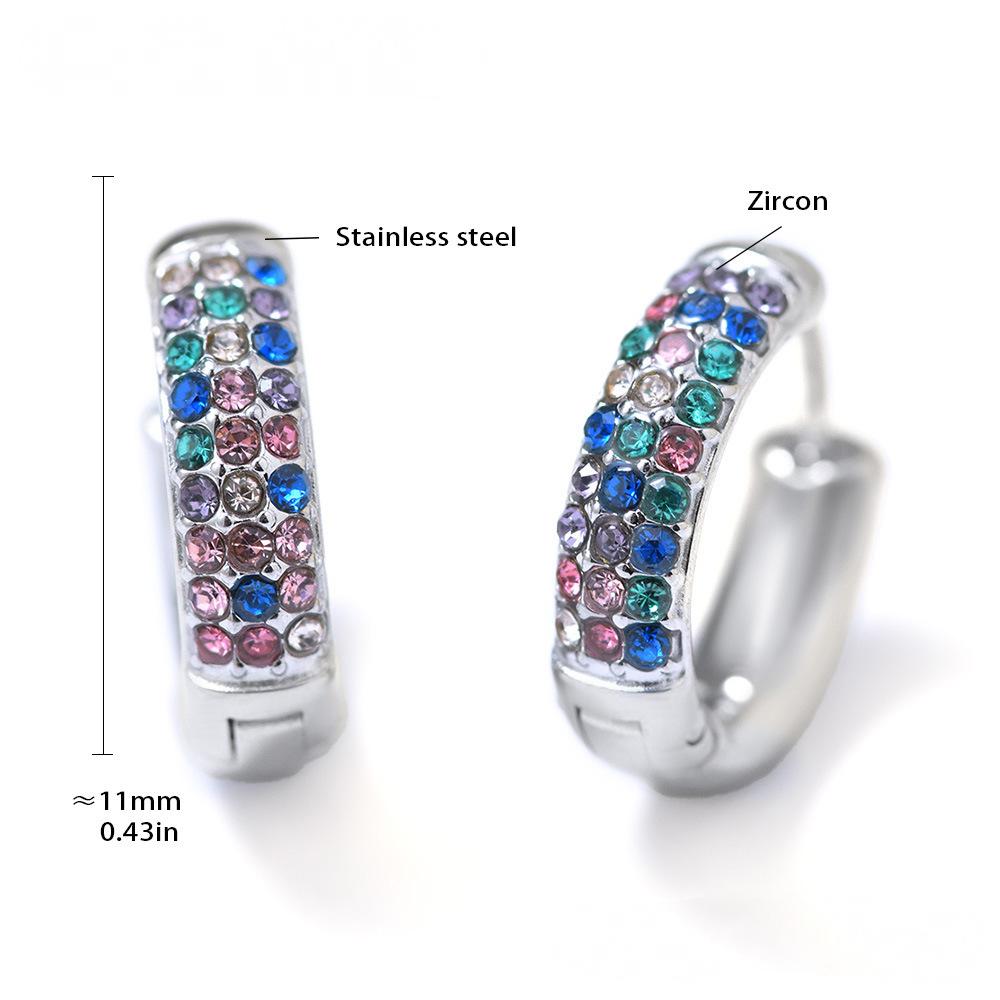Boucles d'oreilles créoles en acier inoxydable avec zircone cubique bleu turquoise
