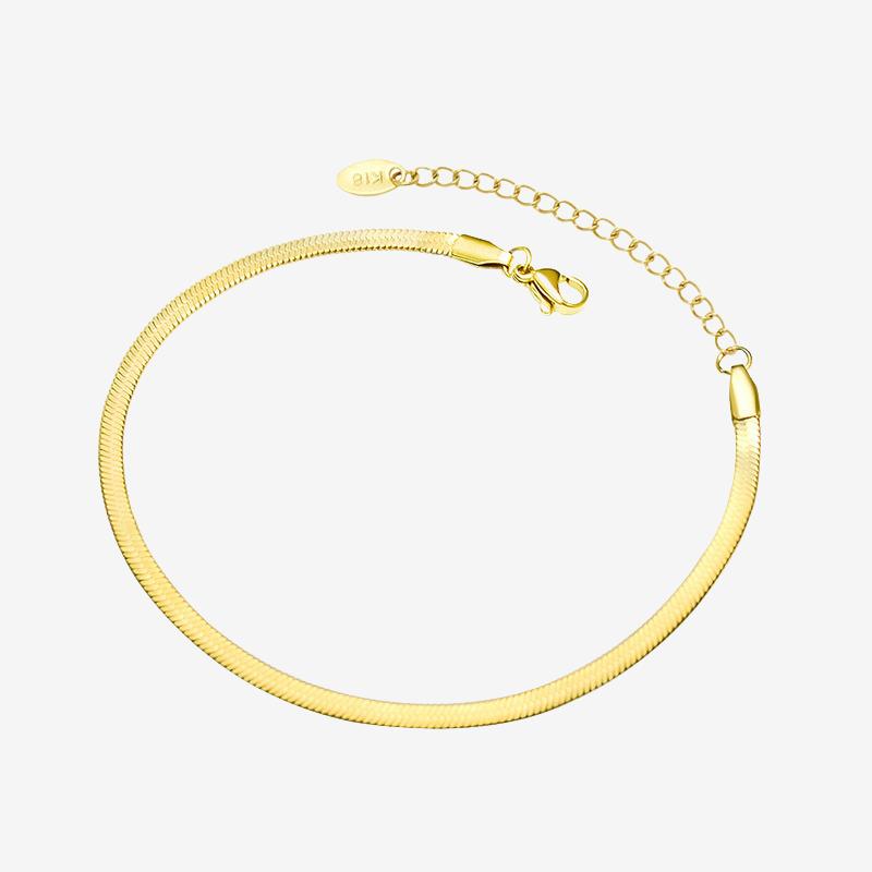 18K Gold PVD Flat Snake Chain Stainless Steel Anklet