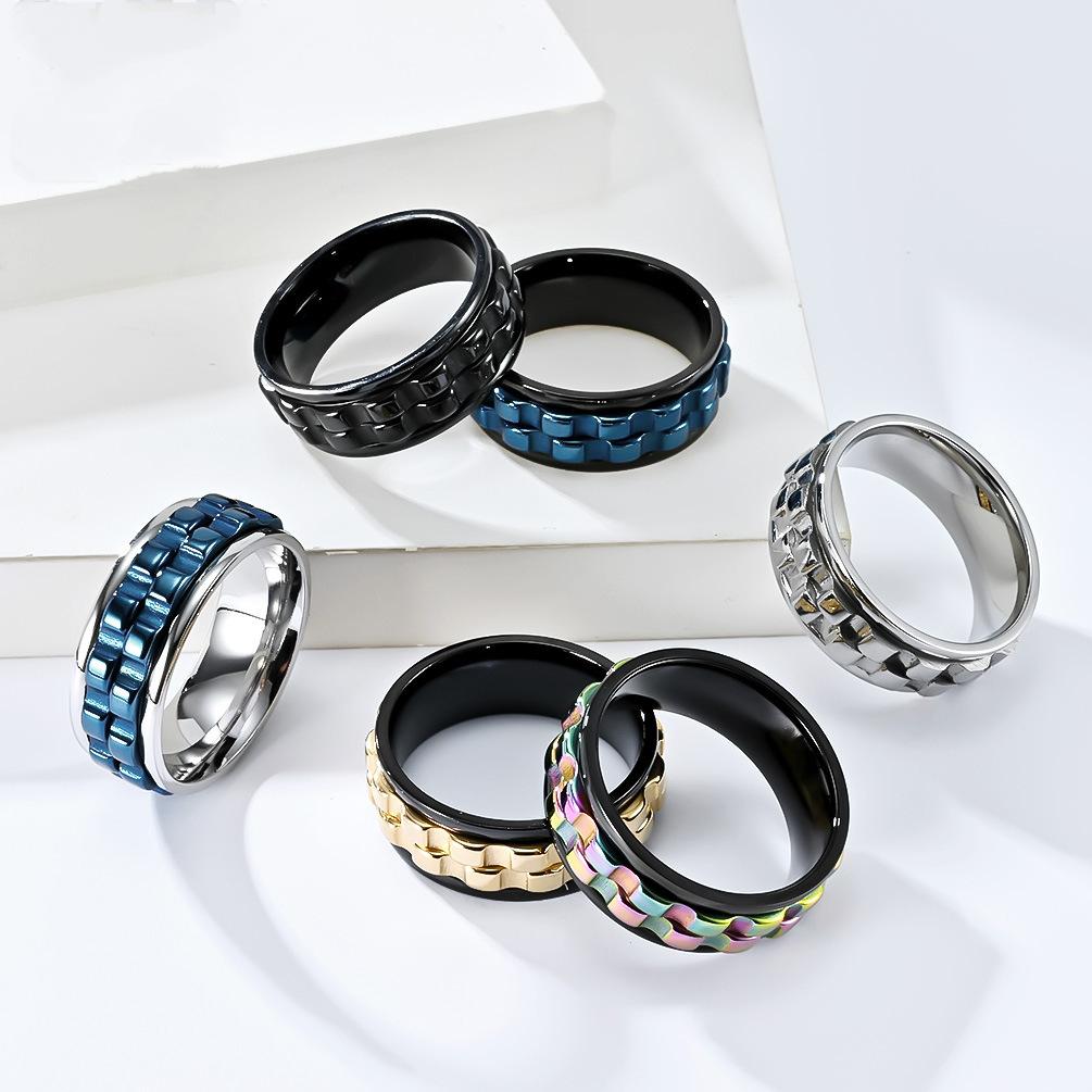 Stainless Steel Polished Gear Spinner Ring