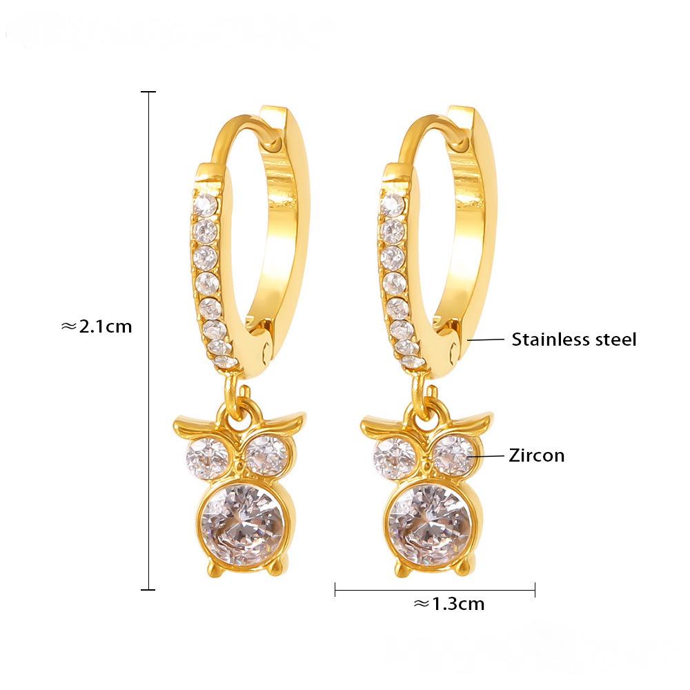 Stainless Steel Geometric Cubic Zirconia Drop Earrings