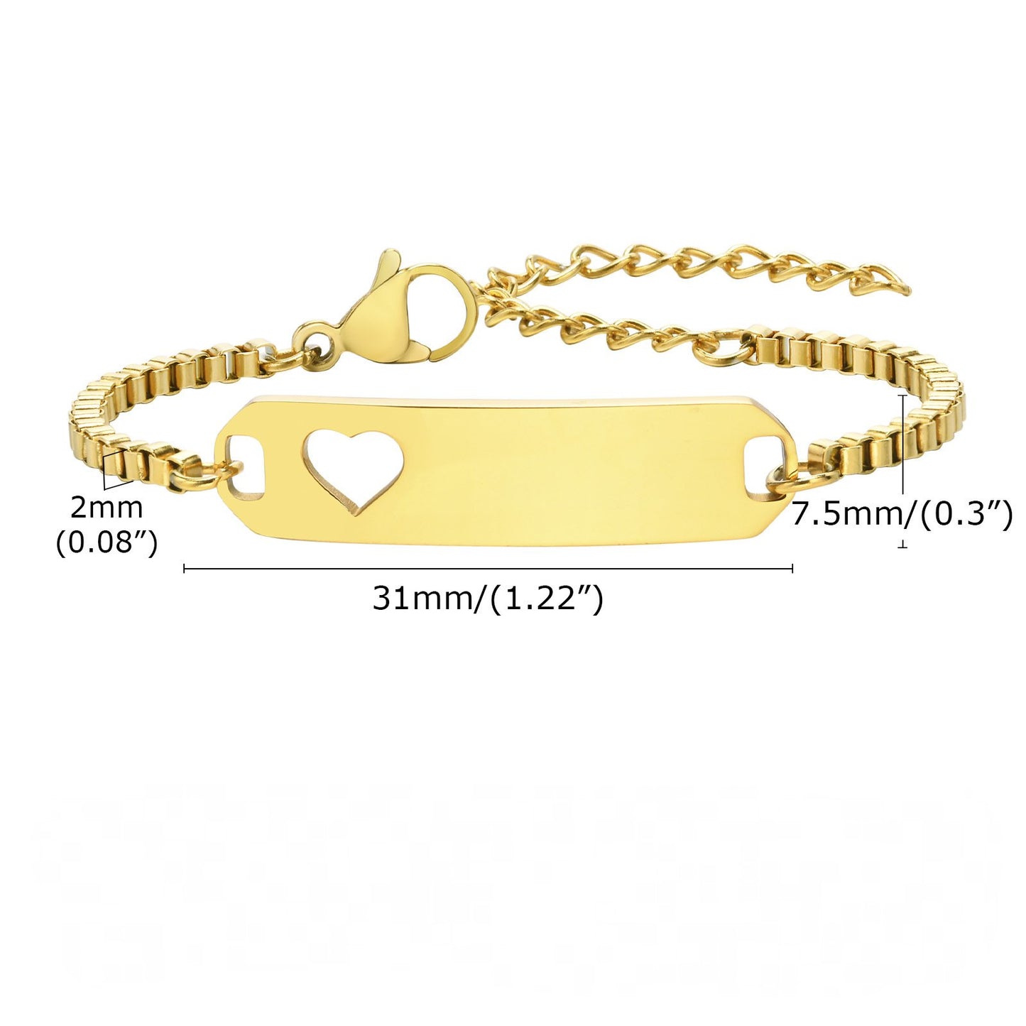 Women and Baby Curved Bar Box Chain Blank Bracelet for Gifts