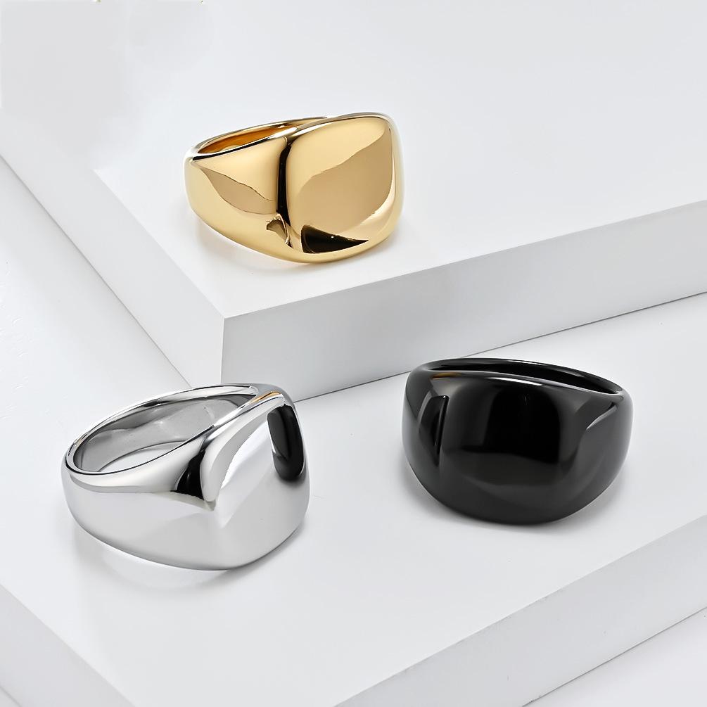 Square Curved Stainless Steel Signet Ring