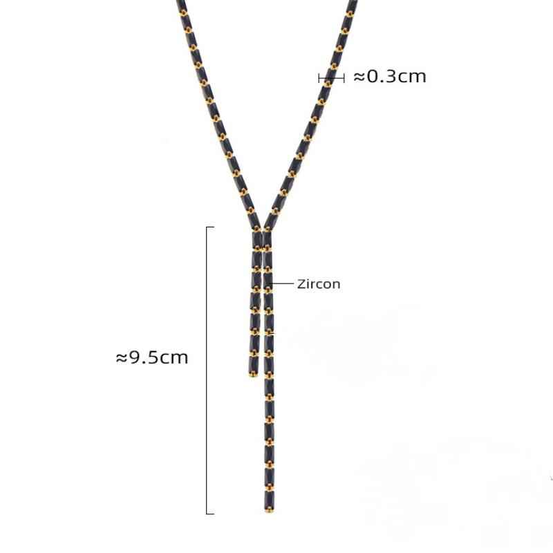 Stainless Steel Lariat Cubic Zirconia Necklace