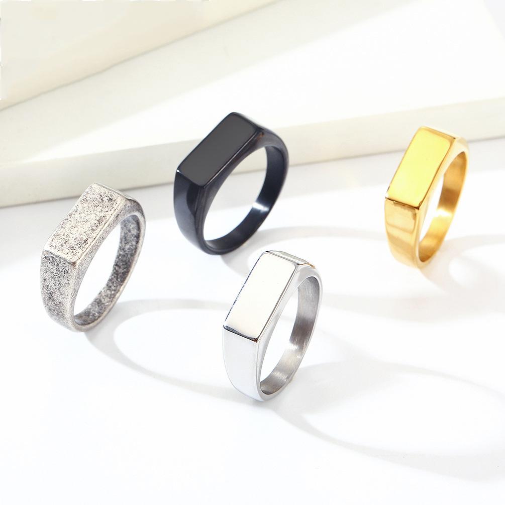 Rectangular Polished Stainless Steel Signet Ring