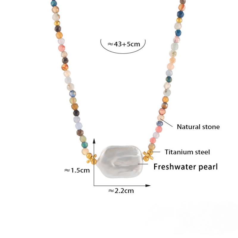 Stainless Steel Freshwater Pearl Pendant Beaded Necklace