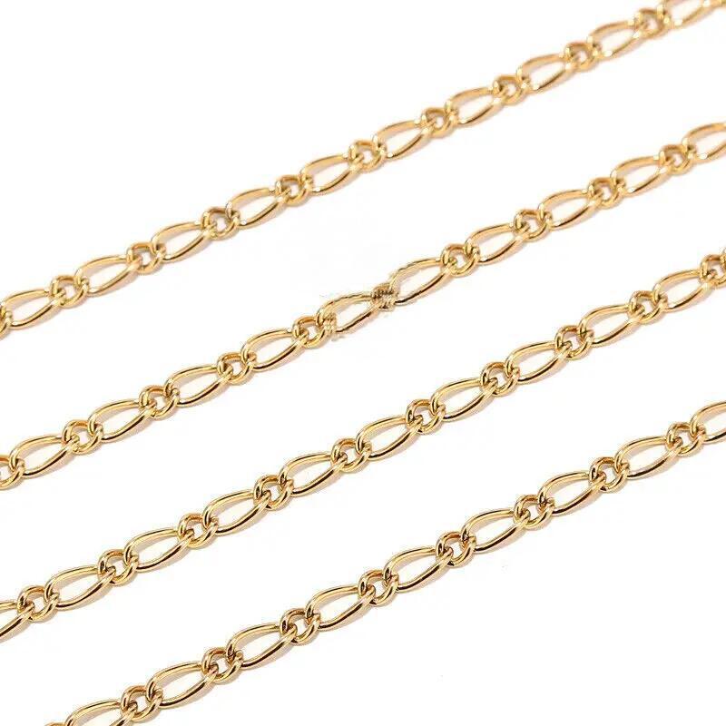 5mm 18K Gold PVD Stainless Steel Figaro Chain Chain - By the Meter
