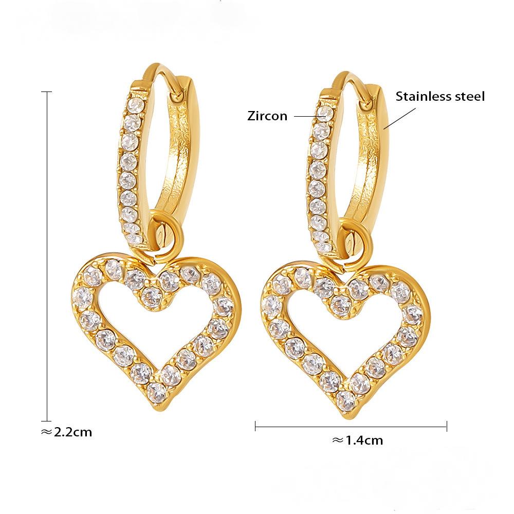 Boucles d'oreilles pendantes creuses en acier inoxydable avec zircone cubique
