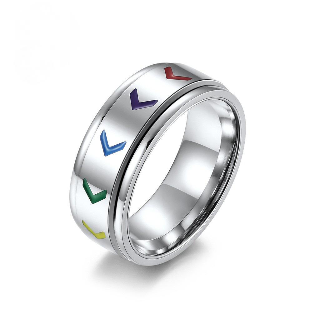 Colorful Arrow Stainless Steel Spinner Ring