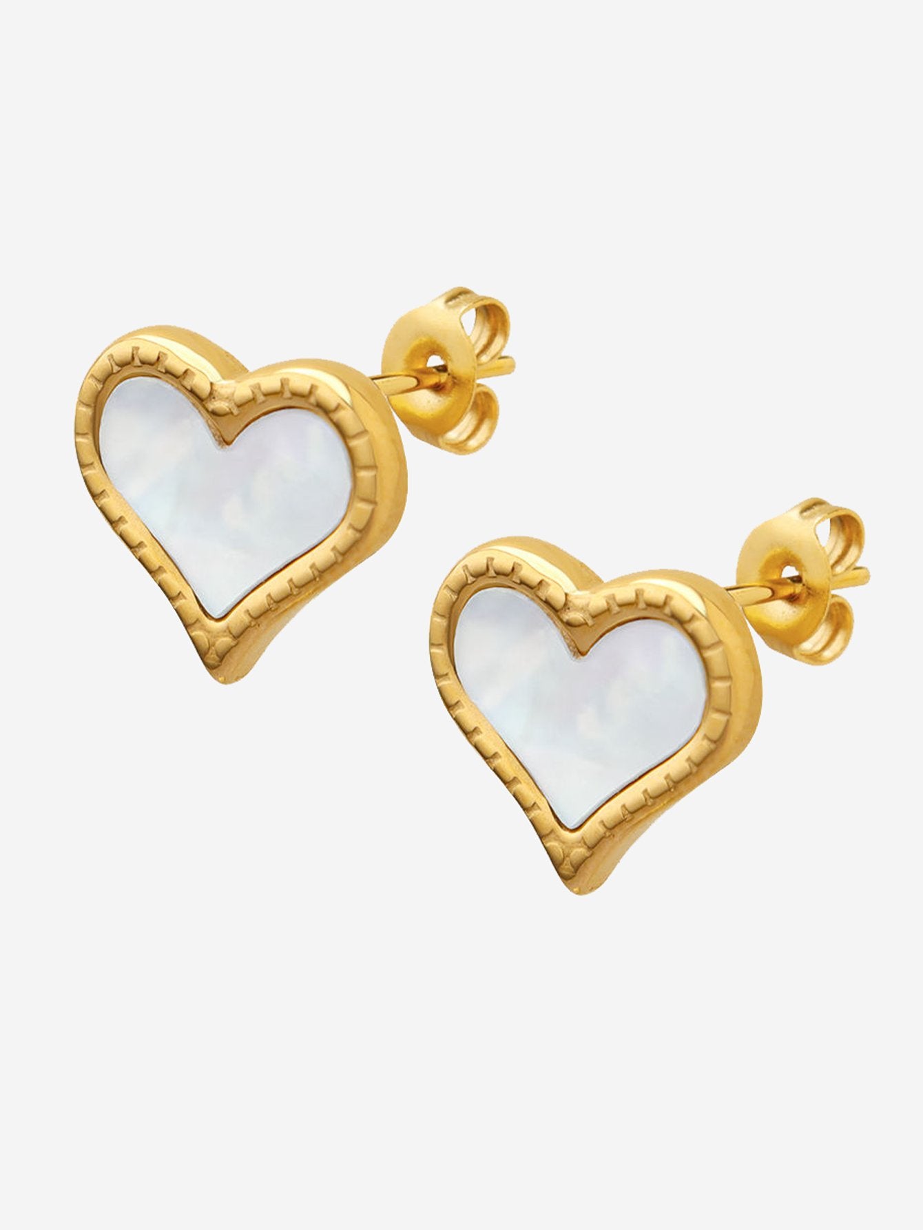 Mother of Pearl Peach Heart Stud Earrings