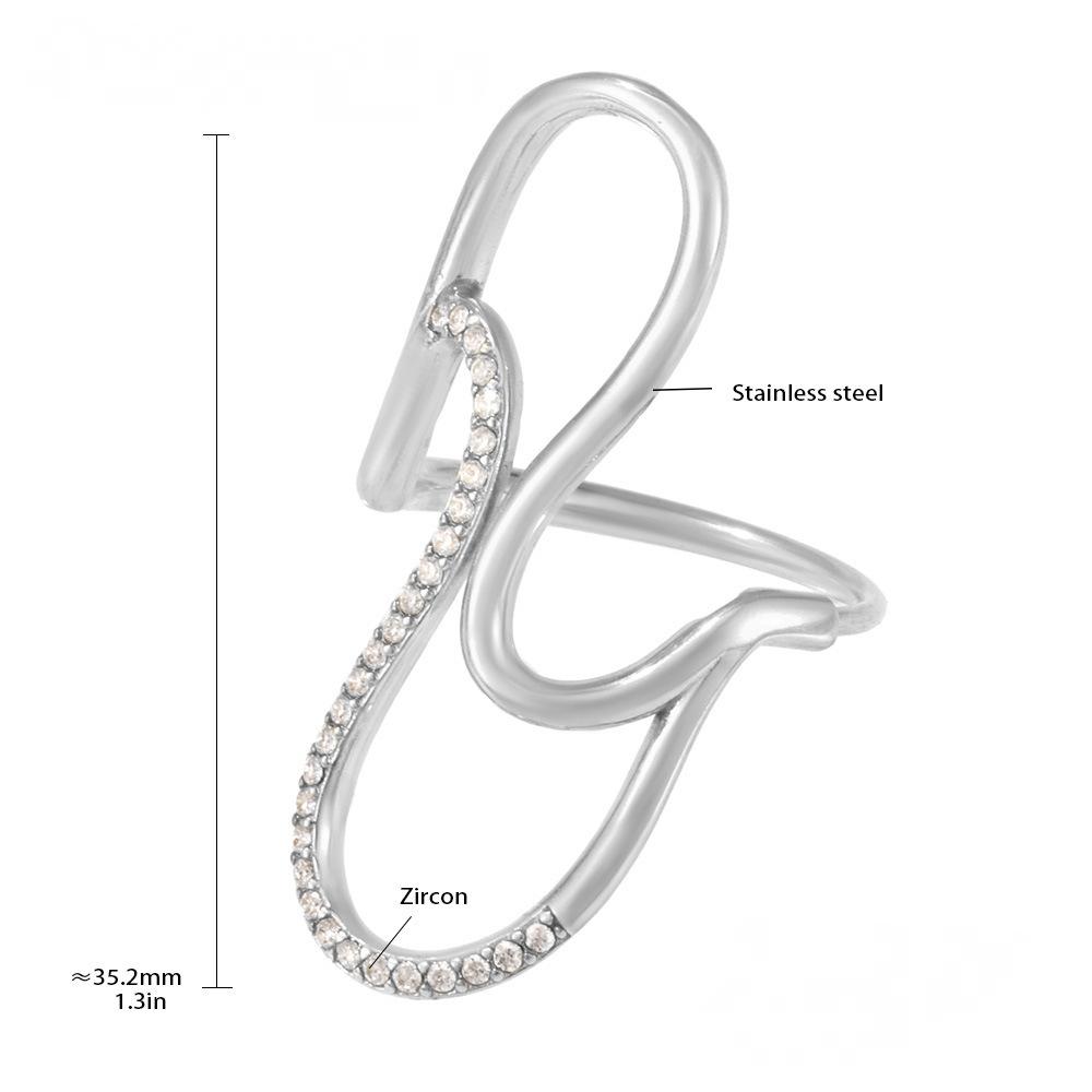 Bague manchette en acier inoxydable avec zircone cubique S Line