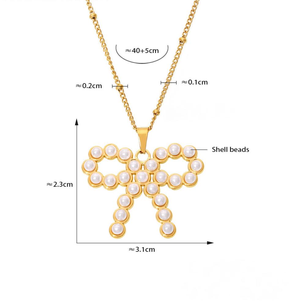 Stainless Steel Bow Cubic Zirconia Necklace