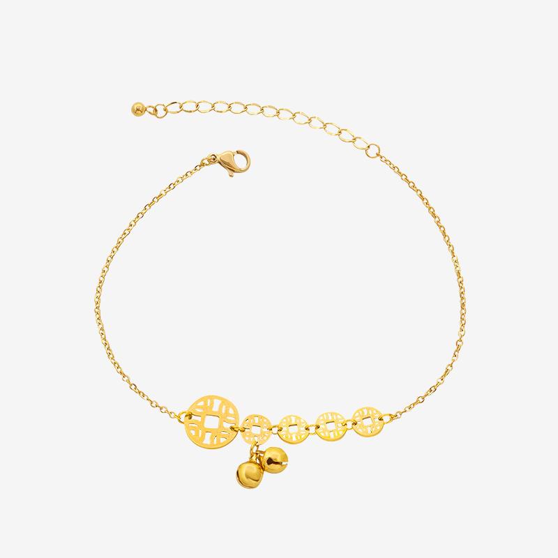 Bell Chain Stainless Steel Copper Coin Anklet