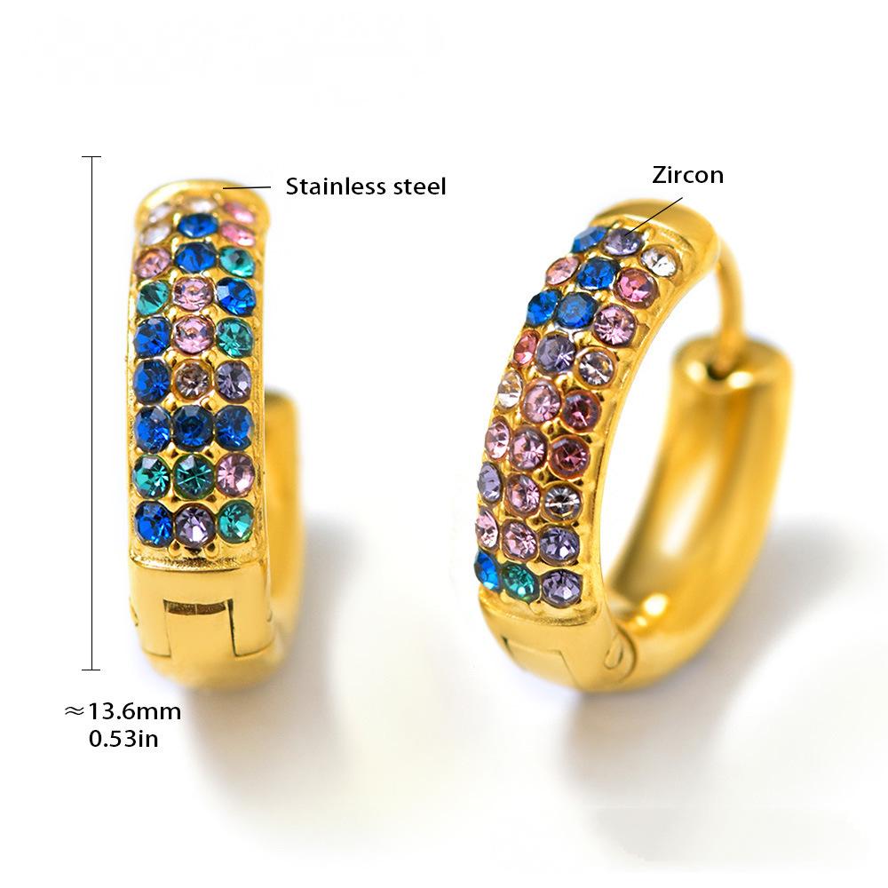Boucles d'oreilles créoles en acier inoxydable avec zircone cubique bleu turquoise