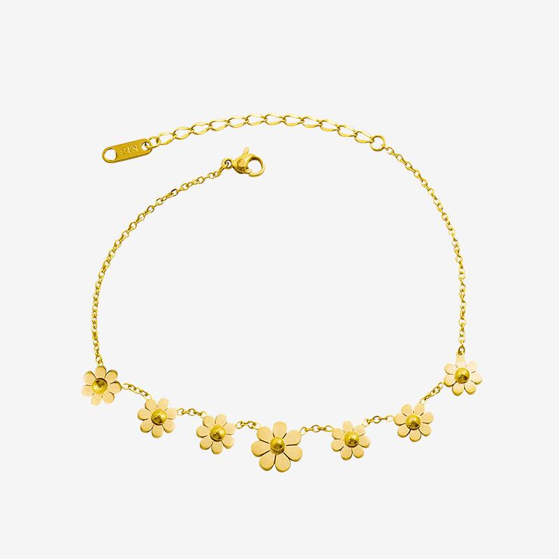 18K Gold PVD Daisy Stainless Steel Anklet